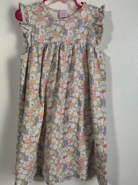 Girls' Floral Flutter-Sleeve Dress - Pastel Multi